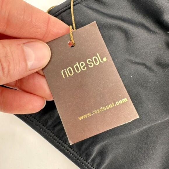 NWT Rio Del Sol Cheeky String Black Bikini Bottoms Size Large - Picture 7 of 7